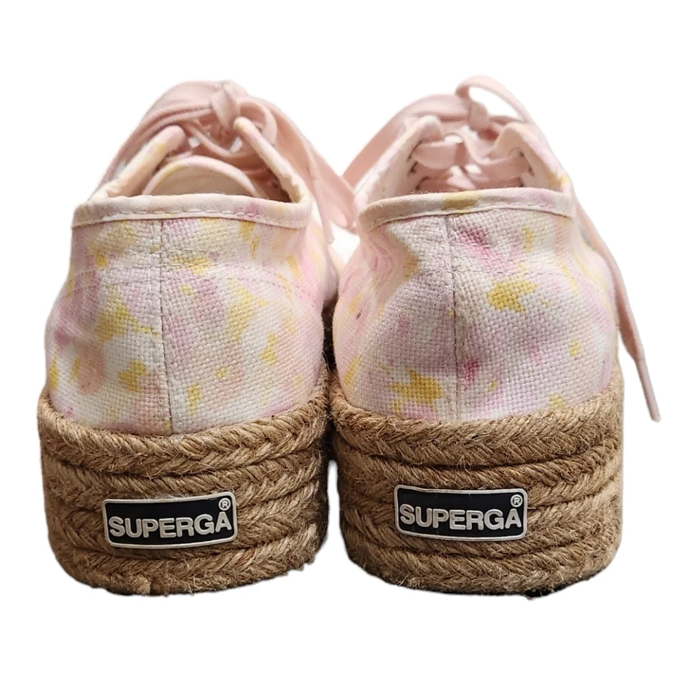 Superga LoveShackFancy Platform Canvas Espadrille Peach Sneaker Shoes 8.5